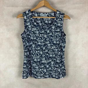 JM COLLECTION Soft Stretchy Navy Jacquard Tank NWT Small